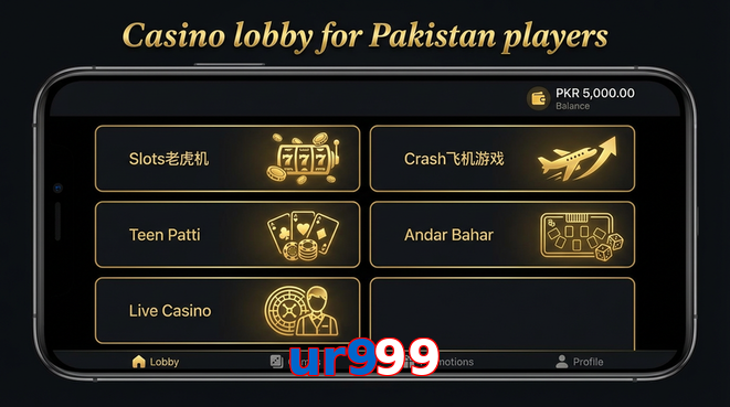 Lobby view of Ur999 for Pakistan users